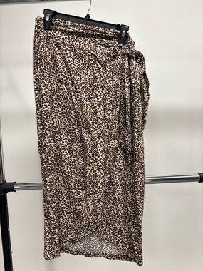 Renuar Leopard Print Wrap Midi Skirt